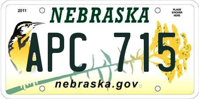 NE license plate APC715