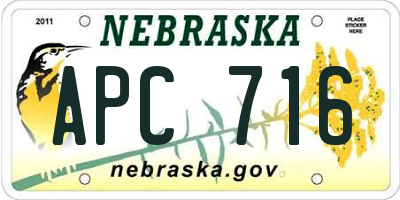 NE license plate APC716