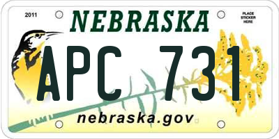 NE license plate APC731