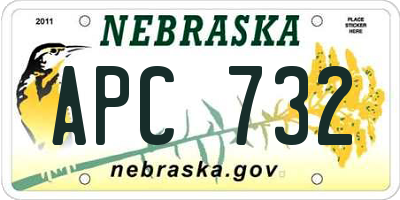 NE license plate APC732