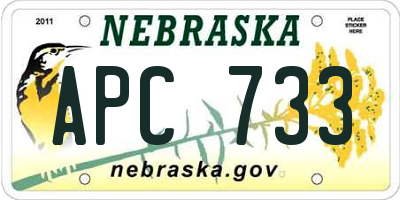 NE license plate APC733