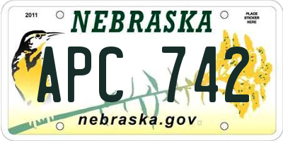 NE license plate APC742