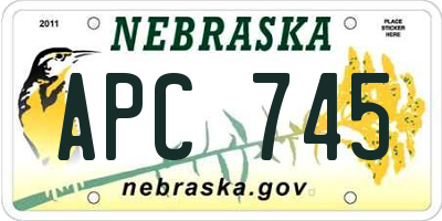 NE license plate APC745