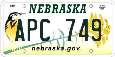 NE license plate APC749