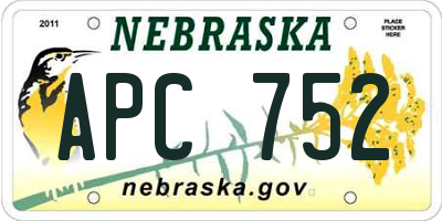 NE license plate APC752
