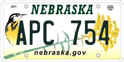 NE license plate APC754