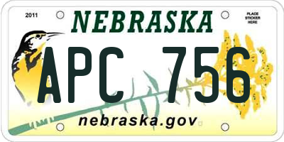 NE license plate APC756