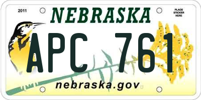 NE license plate APC761