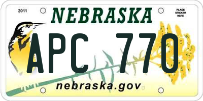 NE license plate APC770