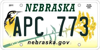 NE license plate APC773