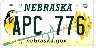 NE license plate APC776