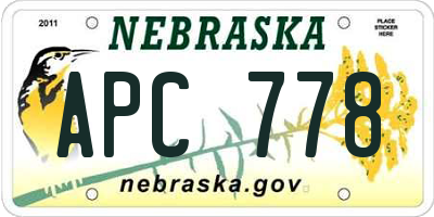 NE license plate APC778