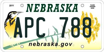 NE license plate APC788