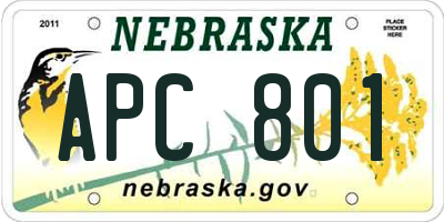 NE license plate APC801