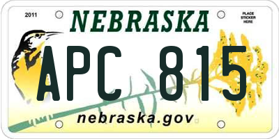NE license plate APC815