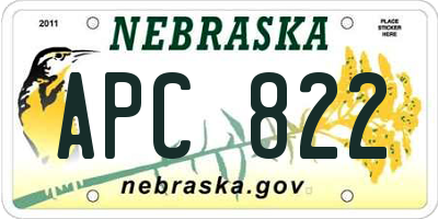 NE license plate APC822