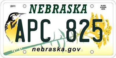 NE license plate APC825