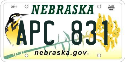 NE license plate APC831