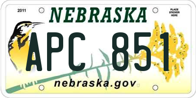 NE license plate APC851