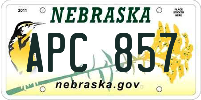 NE license plate APC857