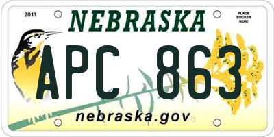 NE license plate APC863