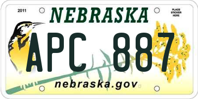 NE license plate APC887
