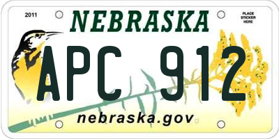 NE license plate APC912