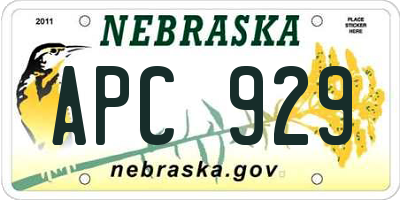NE license plate APC929