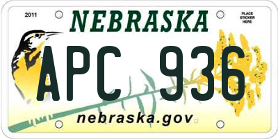 NE license plate APC936