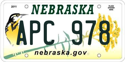 NE license plate APC978
