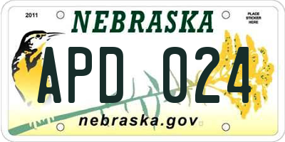 NE license plate APD024