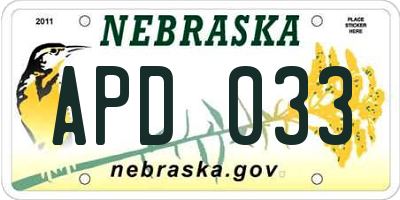 NE license plate APD033