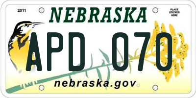NE license plate APD070