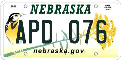 NE license plate APD076