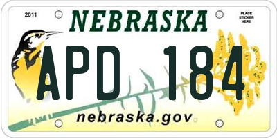 NE license plate APD184