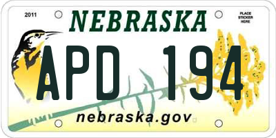 NE license plate APD194