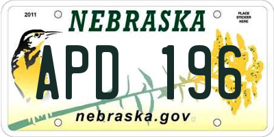 NE license plate APD196