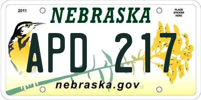 NE license plate APD217