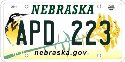 NE license plate APD223
