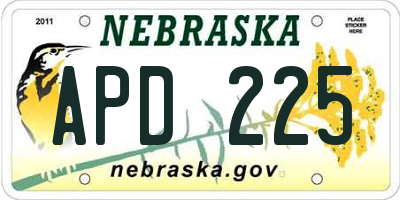 NE license plate APD225