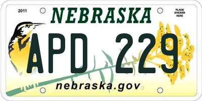 NE license plate APD229