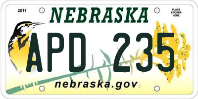 NE license plate APD235