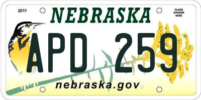 NE license plate APD259