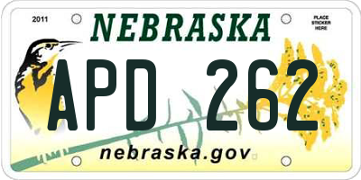 NE license plate APD262
