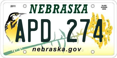 NE license plate APD274