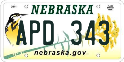 NE license plate APD343