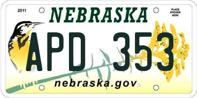 NE license plate APD353