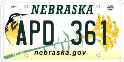 NE license plate APD361