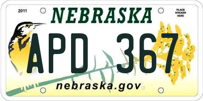 NE license plate APD367