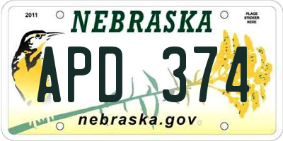 NE license plate APD374